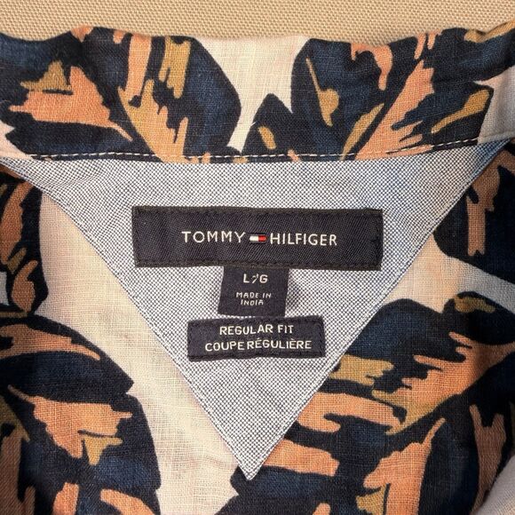 Tommy Hilfiger Hawaiian Palms Shirt Linen Cotton Blend Men's Size Large - Picture 4 of 6